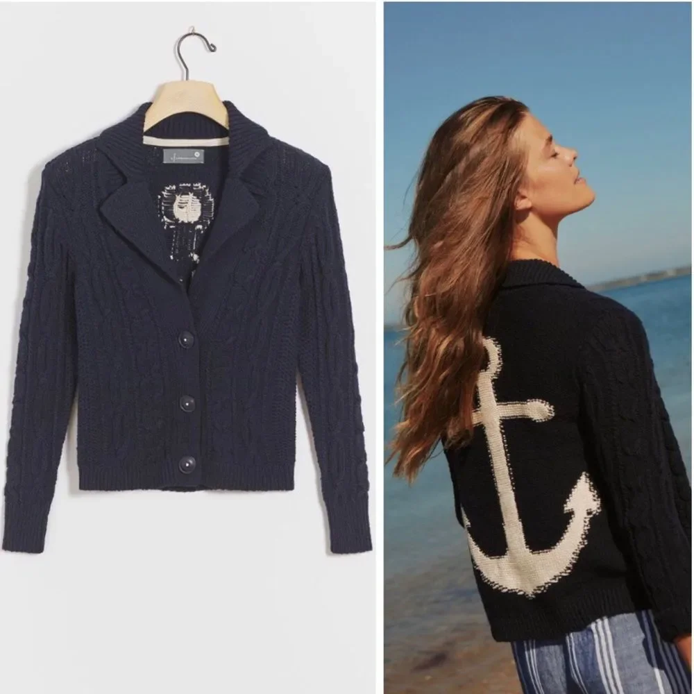 Anchors Away! Cableknit Cardigan NWT S - Picture 1 of 14